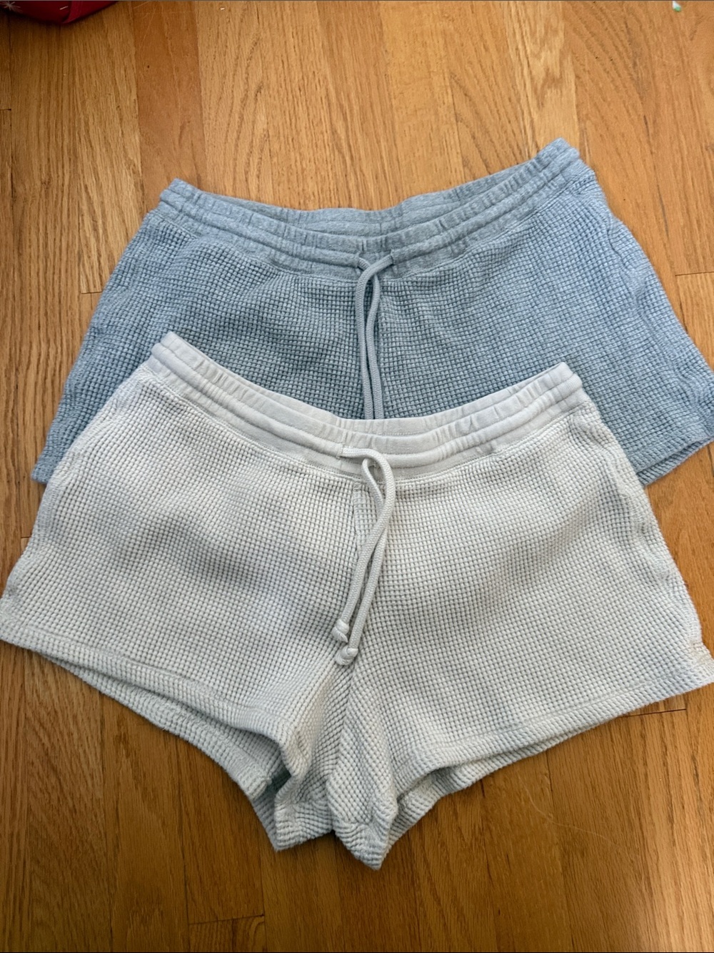 J. Crew Waffle-Knit Lounge Shorts in Light grey and cream set